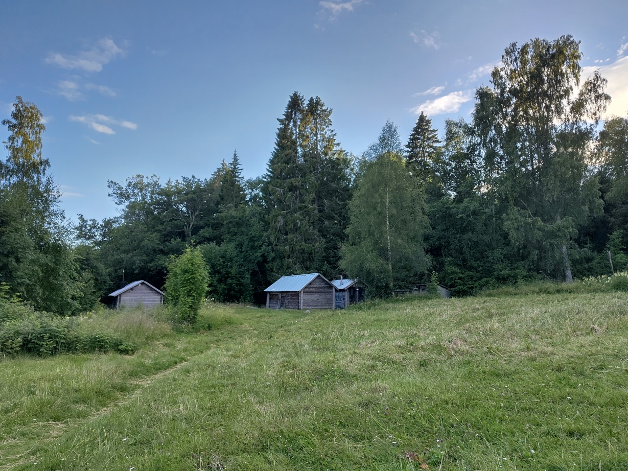 View of Fjardbotten, with a couple of huts and nature around it