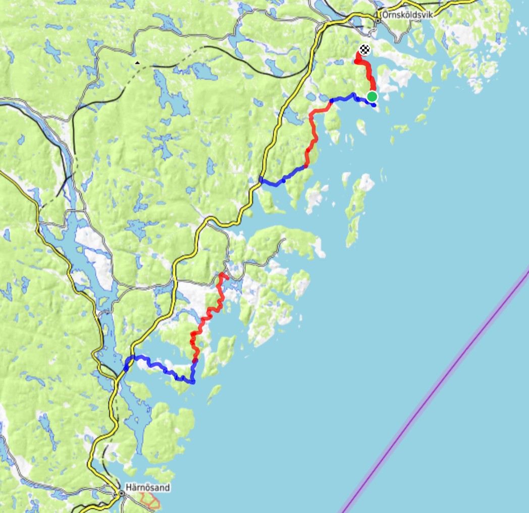 Map of the entire Höga Kusten Leden Tour